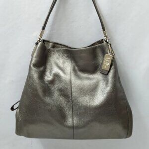 Euc Vintage Coach Madison Phoebe Silver Metallic Leather Shoulder Bag